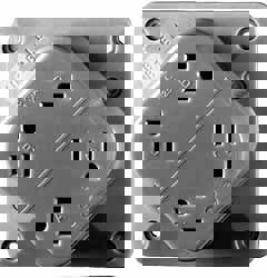 Straight Blade Fourplex Receptacle: NEMA 5-20R, 20 Amps, Self-Grounding